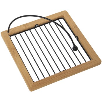 Black Metal Napkin Holder C/wooden Frame 18x18x9cm, Base:18x18x1,5cm