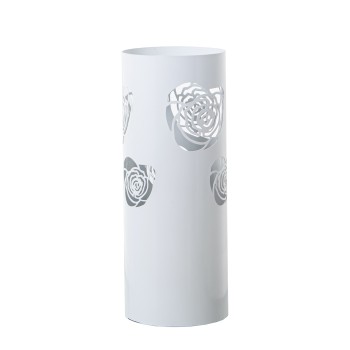 White Metal Round Umbrella Stand Ø19x49cm, Flowers Deco.