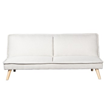 Sofá Cama 3 Plazas Poliéster Beige C/patas Madera Sin Brazos 180x84x72cm Cama:178x102x9cm