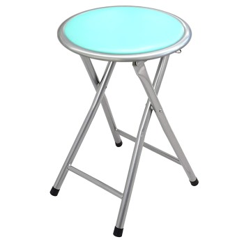 Taburete Plegable Metal Pvc Verde C/cierre De Seguridad Ø30x45cm, Asiento Pvc Acolcha