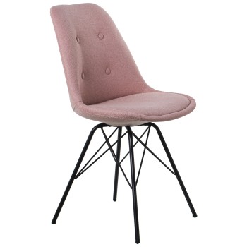 Cadeira Poliéster Cor-de-rosa Pernas Metal Preto_48x55x85cm Alt. Assento:50cm