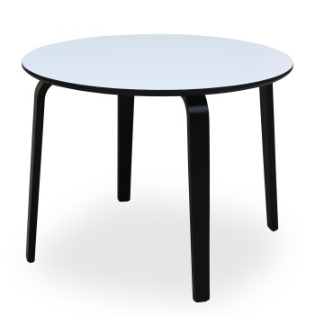 Mesa Comedor Madera Blanco+canto Negro/patas Mad.negro+91194 Ø100x76cm, Tablero:dm 25mm