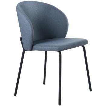 Silla Tela Azul C/patas Metal Negro 48x57x79cm Alt. Asiento:48cm