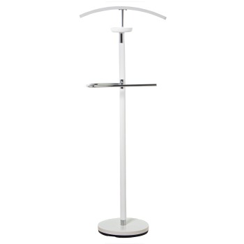 Servomuto In Metallo E Legno - Bianco E Cromato- 40x30x115cm, Madera De Caucho