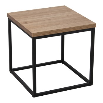 Tavolino Ad Angolo In Legno - Gambe In Metallo - Piano Tavolo: Dm+melamina+pvc- 50x50x50cm