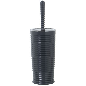 Escobillero Baño Acrilico Gris Ø10x34cm, Soporte:ø10x22cm