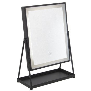 Espejo Baño Metal Sobremesa C/luces Led Variable-metal Negro 29x38cm Espejo:25x29